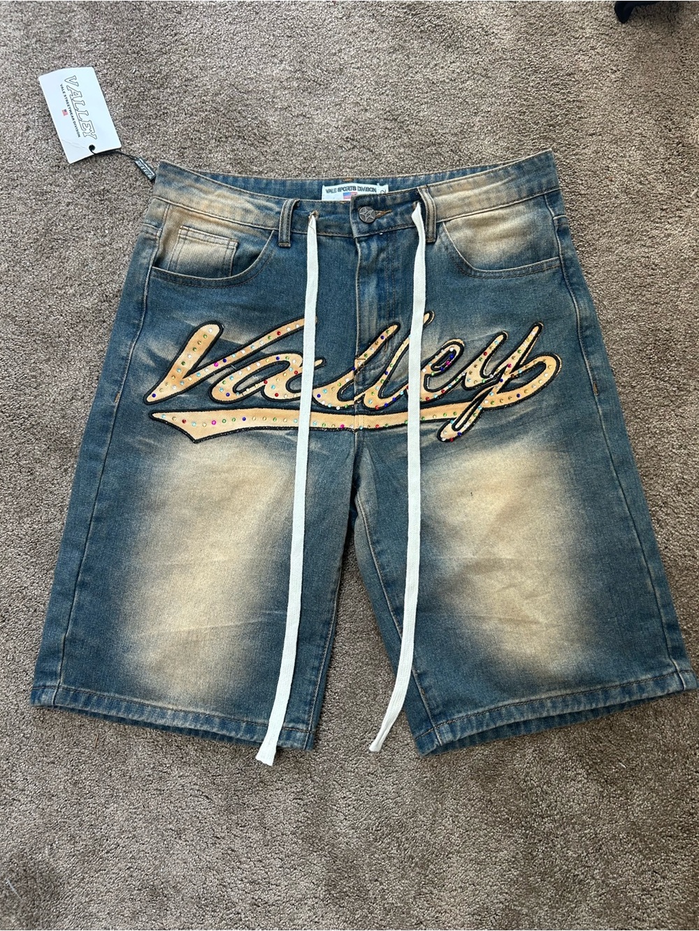 Valabasas Valley Script Washed Denim Jorts/Shorts